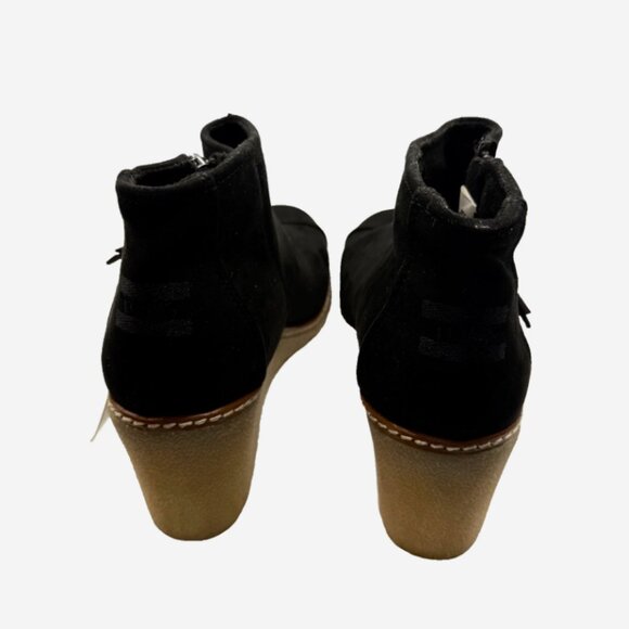 TOMS Avery Black Suede Wedge Ankle Booties Size 10 NWT 3” Heel Casual Shoes - Picture 10 of 10